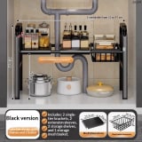 Kitchen Storage Rack With Retractable Sink, Layered Pot Rack In Cabinet, Multifunctional Cabinet Storage Rack For Pots And Pans - Image 10