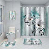 Bathroom Five-piece Set, Shower Curtain, Three-piece Mat Set, Aluminum Alloy Decorative Painting - Image 32