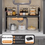 Kitchen Storage Rack With Retractable Sink, Layered Pot Rack In Cabinet, Multifunctional Cabinet Storage Rack For Pots And Pans - Image 9