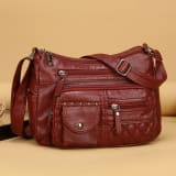 Womens Multi-compartment Soft Leather Crossbody Bag - Image 2
