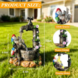 Solar Garden Gnomes Lights Outdoor Statues Yard Decorations Gifts For Mom 10INCH Resin Fountain Figurine Lights,IP65 Waterproof, Patio Lawn Balcony Art. - Image 3