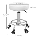 Vinsetto Salon Stool with Adjustable Height, PU Leather Barber Rolling Massage Tattoo Chair for Bar Beauty SPA, White - Image 2