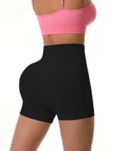 Women's High Waist Seamless Biker Shorts, Ribbed Textured Butt Lifting Tummy Control Fitness Yoga Workout Athletic Shorts - Image 4