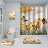 Bathroom Five-piece Set, Shower Curtain, Three-piece Mat Set, Aluminum Alloy Decorative Painting - Image 31