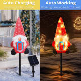 Set Of 3 Solar Christmas Decorations, 8 Modes Solar Pathway Stakes Lights, Outdoor Christmas Gnome Lights Decor For Garden - Image 3