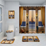 Bathroom Five-piece Set, Shower Curtain, Three-piece Mat Set, Aluminum Alloy Decorative Painting - Image 19