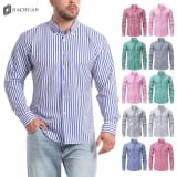 Jiachuan Cross-Border European And American Elastic Non-Iron Men's Shirt Long Sleeve Digital Print Striped Casual Fashion Shirt Men's Clothing - Image 1