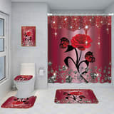 Bathroom Five-piece Set, Shower Curtain, Three-piece Mat Set, Aluminum Alloy Decorative Painting - Image 6