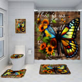 Bathroom Five-piece Set, Shower Curtain, Three-piece Mat Set, Aluminum Alloy Decorative Painting - Image 13