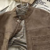 Boys' Motorcycle-style Jacket Top And Pants Three-piece Set - Image 8