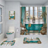 Bathroom Five-piece Set, Shower Curtain, Three-piece Mat Set, Aluminum Alloy Decorative Painting - Image 17