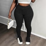 European And American-style High-waisted, Tight-fitting, Stretchy Side-slit Leggings - Image 2