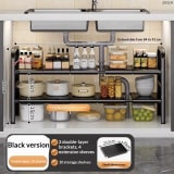 Kitchen Storage Rack With Retractable Sink, Layered Pot Rack In Cabinet, Multifunctional Cabinet Storage Rack For Pots And Pans - Image 4