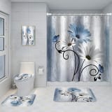 Bathroom Five-piece Set, Shower Curtain, Three-piece Mat Set, Aluminum Alloy Decorative Painting - Image 34