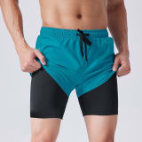 Men's Drawstring Sports Shorts Double Layer Quick Dry High Elasticity Activewear Pants - Image 1