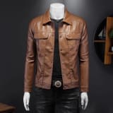 Male Premium Leather Utility Jacket - Image 1