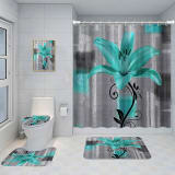 Bathroom Five-piece Set, Shower Curtain, Three-piece Mat Set, Aluminum Alloy Decorative Painting - Image 25