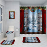 Bathroom Five-piece Set, Shower Curtain, Three-piece Mat Set, Aluminum Alloy Decorative Painting - Image 3