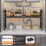 Kitchen Storage Rack With Retractable Sink, Layered Pot Rack In Cabinet, Multifunctional Cabinet Storage Rack For Pots And Pans - Image 16