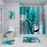 Bathroom Five-piece Set, Shower Curtain, Three-piece Mat Set, Aluminum Alloy Decorative Painting - Image 27