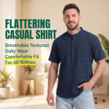 Jiana Cross-Border Summer Short-Sleeved Men's Shirt With Henry Collar, Casual Vacation Fashion Versatile Shirt, Men's Stand-Up Collar T-Shirt - Image 1
