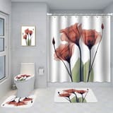 Bathroom Five-piece Set, Shower Curtain, Three-piece Mat Set, Aluminum Alloy Decorative Painting - Image 4