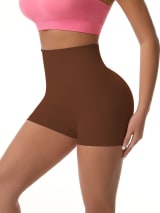 Women's High Waist Seamless Biker Shorts, Ribbed Textured Butt Lifting Tummy Control Fitness Yoga Workout Athletic Shorts - Image 6