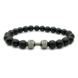 Men's Jewelry Alloy Metal Barbell & Lava Rock Stone Beads Fitness Fashion Dumbbell Bracelet - Image 7