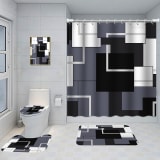 Bathroom Five-piece Set, Shower Curtain, Three-piece Mat Set, Aluminum Alloy Decorative Painting - Image 3