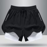 Men's Drawstring Sports Shorts Double Layer Quick Dry High Elasticity Activewear Pants - Image 11