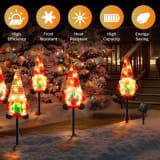 Set Of 3 Solar Christmas Decorations, 8 Modes Solar Pathway Stakes Lights, Outdoor Christmas Gnome Lights Decor For Garden - Image 4