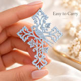 Acrylic Cross Keychain With Bird & Floral Design, Christian Gift, Bag Charm, Phone Charm, Faith Keychain - Image 3