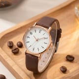 Simple And Casual Lychee-pattern Leather Quartz Watch - Image 6