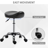 Saddle Stool Height Adjustable Rolling Salon Chair PU Leather Black for Massage Spa Clinic Beauty Tattoo - Image 5