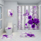 Bathroom Five-piece Set, Shower Curtain, Three-piece Mat Set, Aluminum Alloy Decorative Painting - Image 14