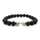 Men's Jewelry Alloy Metal Barbell & Lava Rock Stone Beads Fitness Fashion Dumbbell Bracelet - Image 5