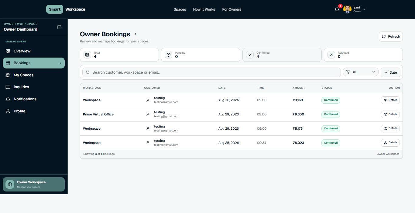 Owner Booking UI
