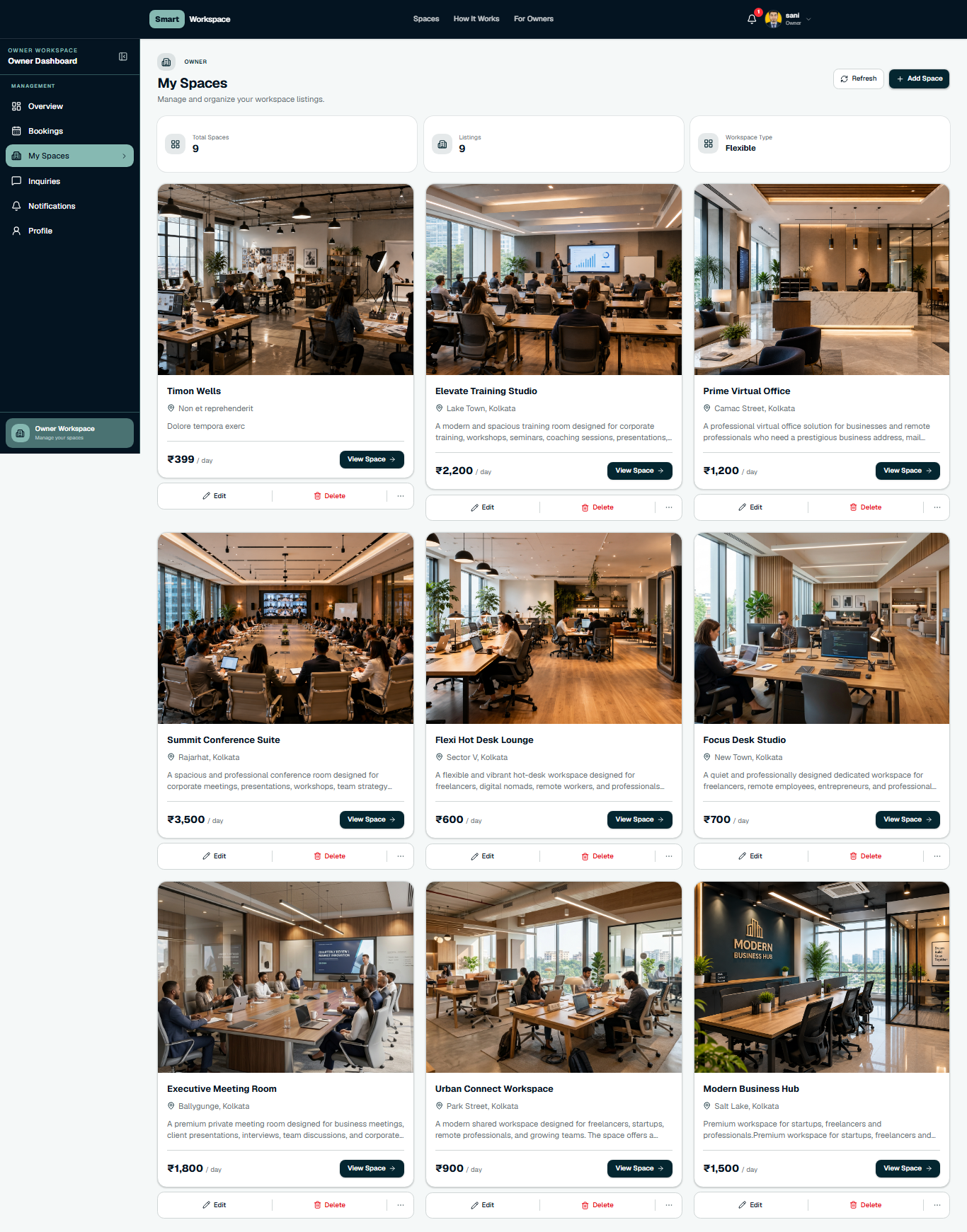 Owner Space UI