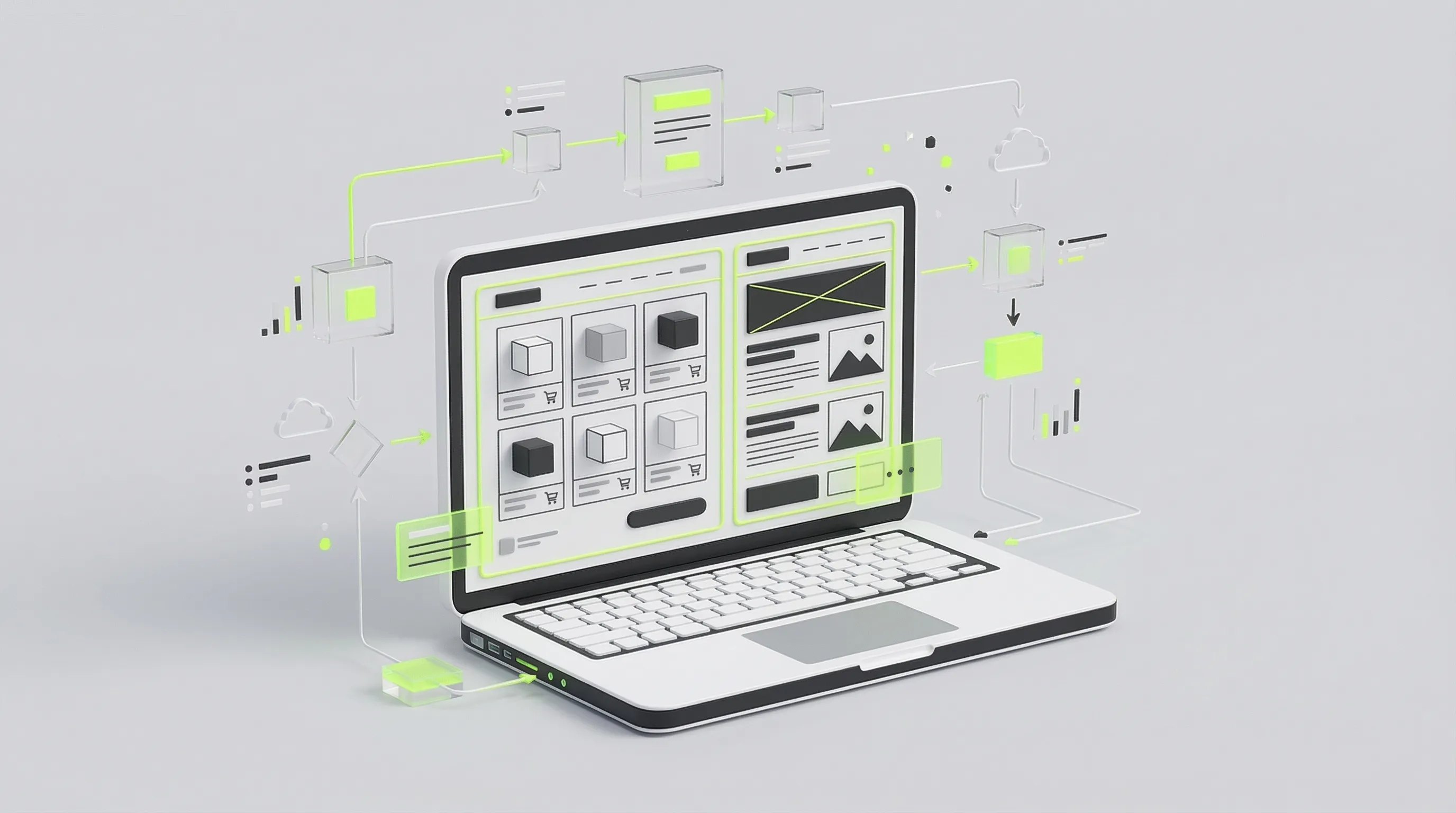 Illustration of an ecommerce website concept used for SEO learning SEO website project