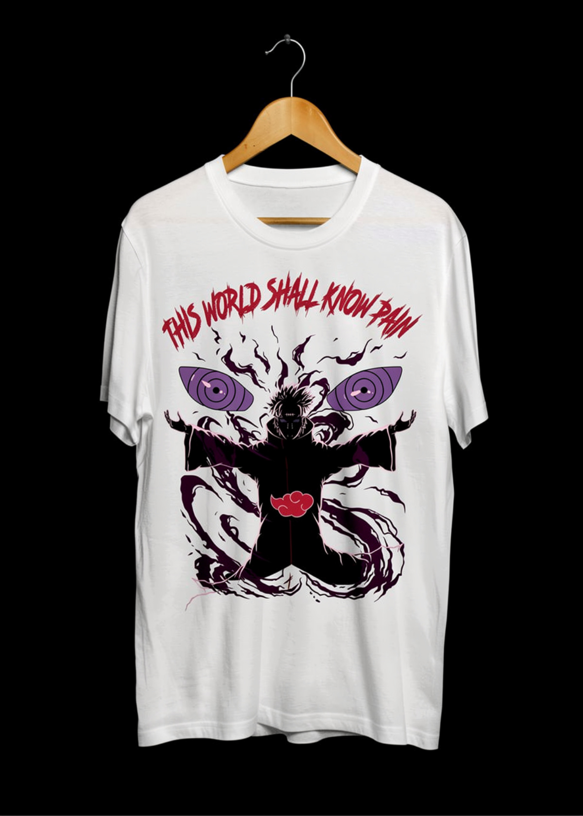 This World Shall Know Pain" Naruto Akatsuki Graphic T-Shirt