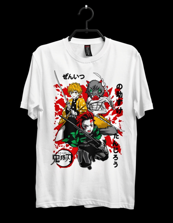 Demon Slayer Trio Action Graphic T-Shirt - Tanjiro, Zenitsu & Inosuke