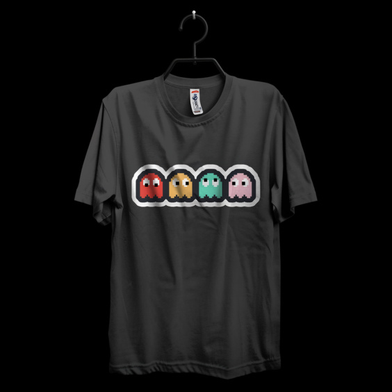 Retro Pixel Ghosts Graphic T-Shirt