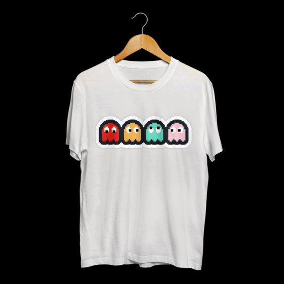 Retro Pixel Ghosts Graphic T-Shirt