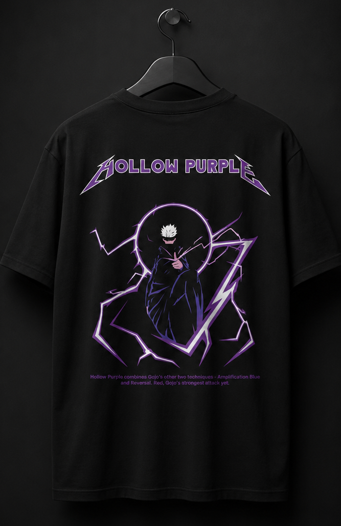 Gojo Hollow Purple Oversized Graphic T-Shirt – Front & Back Print