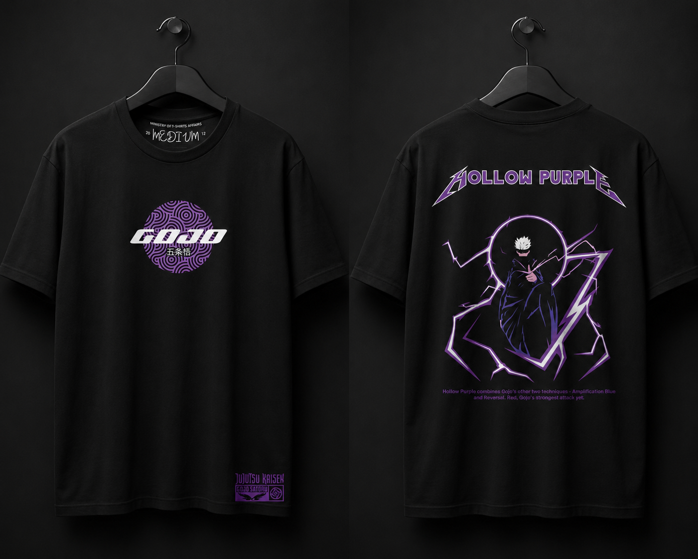 Gojo Hollow Purple Oversized Graphic T-Shirt – Front & Back Print