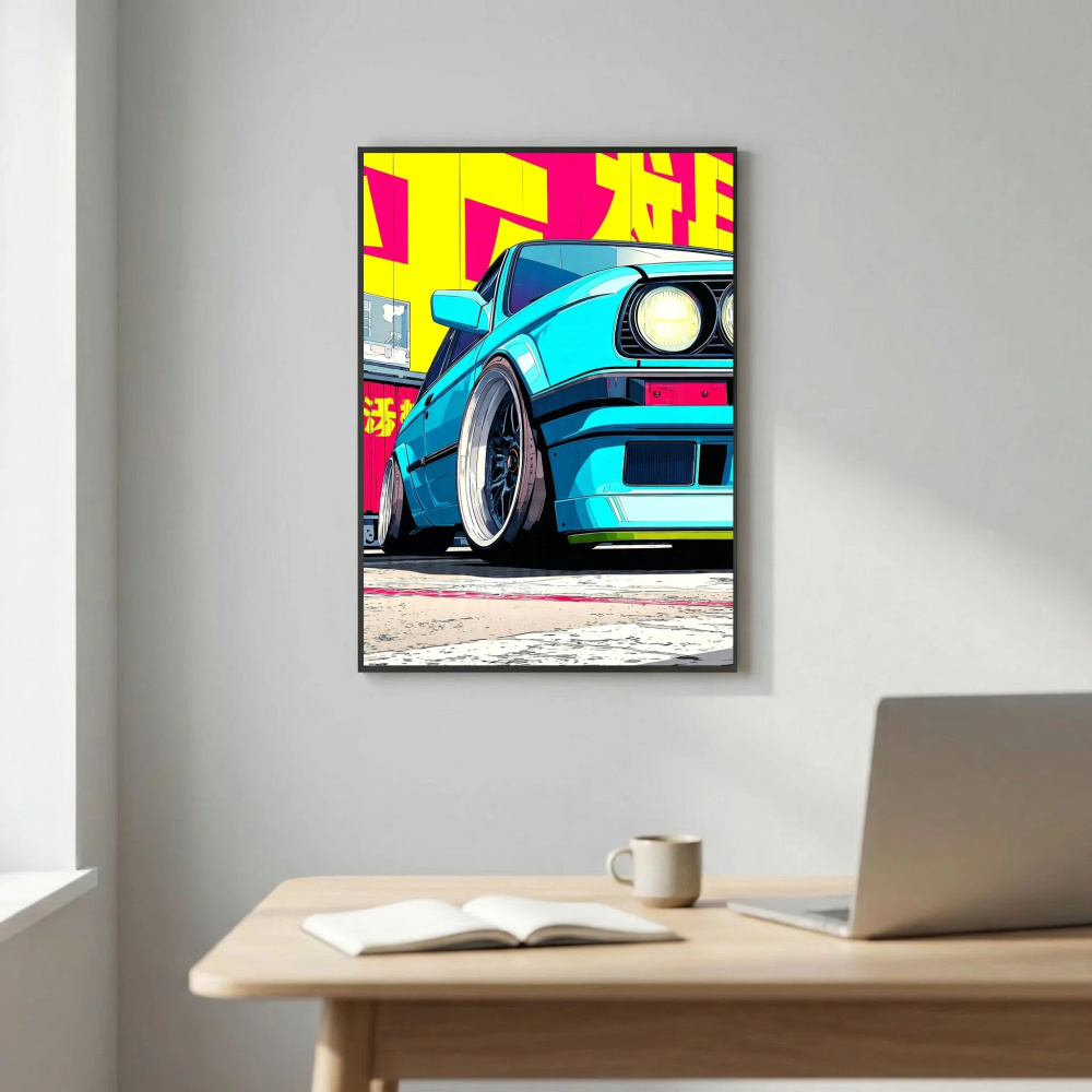 Neon Street Beast – Retro Turbo Car Art Print