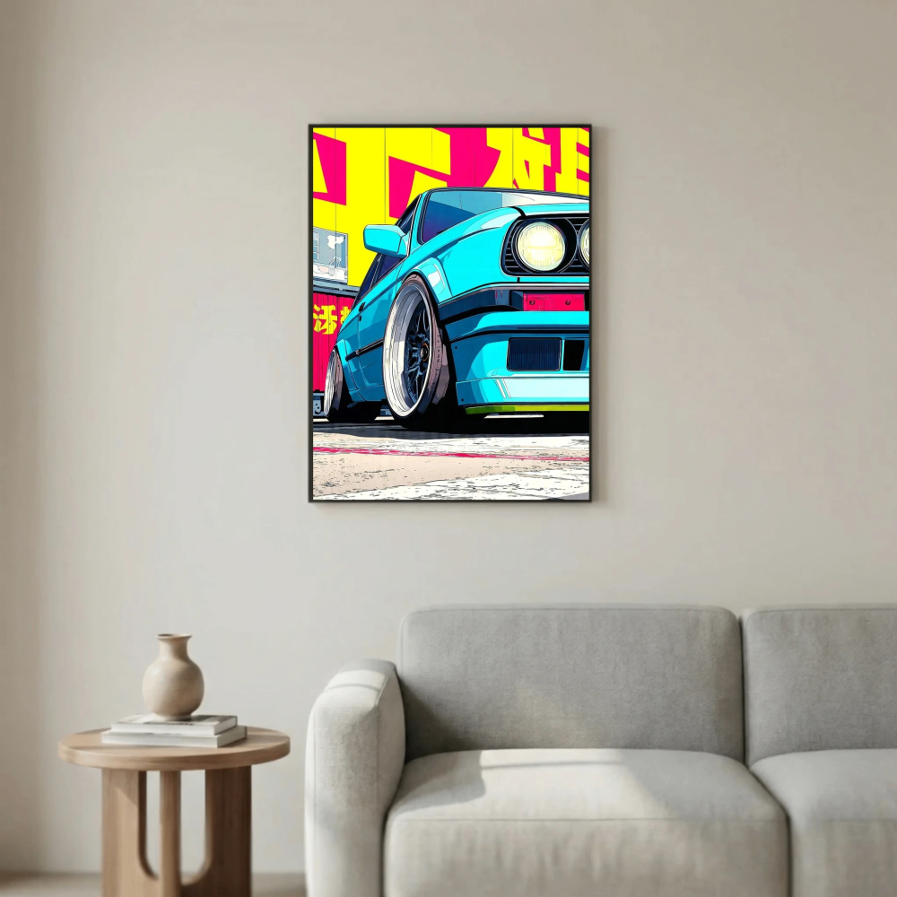Neon Street Beast – Retro Turbo Car Art Print
