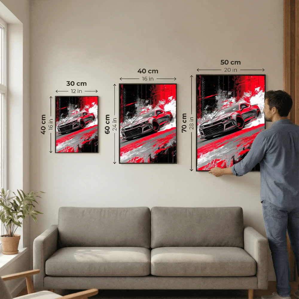 Crimson Velocity – Muscle Car Drift Art Poster