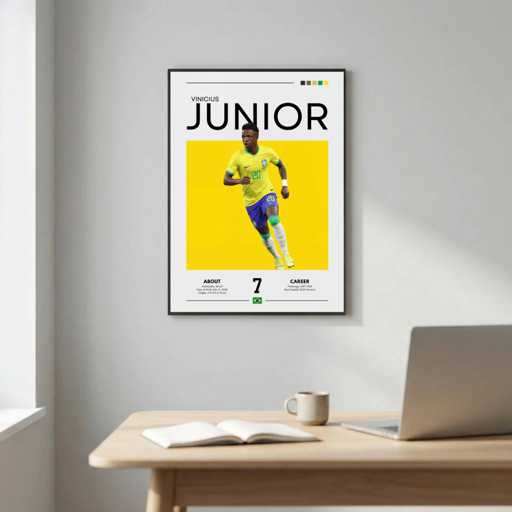 Vinicius Jr Football Poster – Modern Brazil Sports Wall Art