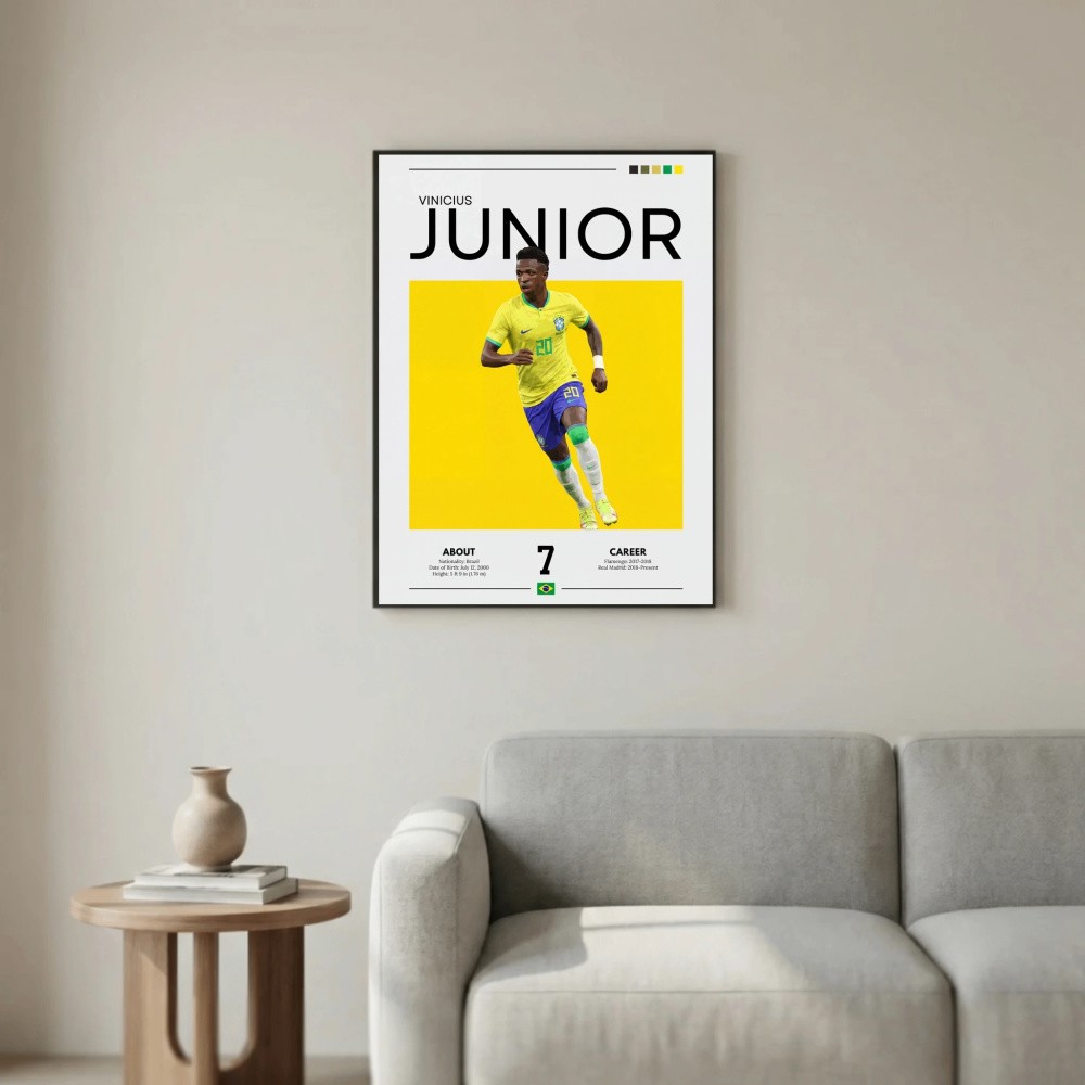 Vinicius Jr Football Poster – Modern Brazil Sports Wall Art